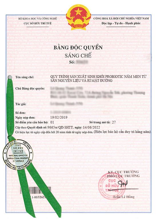 Bằng sáng chế 32621 - phụ lục